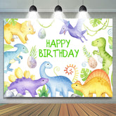 Niedliche Dinosaurier Pflanzen Happy Birthday Hintergrund für Jungen